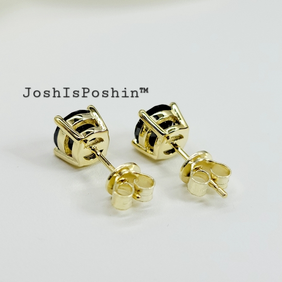 2CT. T.W. Black Moissanite stud earrings in 18K gold over sterling silver - Picture 6 of 13